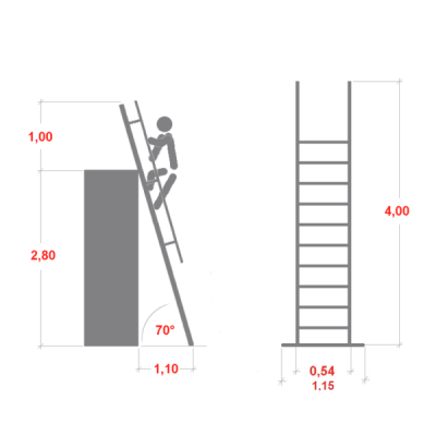 Drabina Faraone SAS przystawna 11 st. ze stabilizatorem (wys. 4,00m)