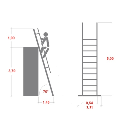 Drabina Faraone SAS przystawna 14 st. ze stabilizatorem (wys. 5,00m)