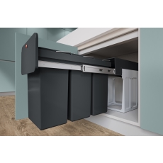 Kosz na śmieci, odpady, do kuchni HAILO EcoLine design trio - Czarny 3x10L