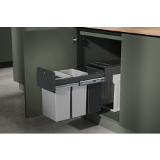 Kosz na śmieci, odpady, do kuchni HAILO EcoLine design trio - Czarny/Szary 3x10L