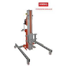 Aluminiowy podnośnik do materiałów o nośności do 250kg, wys. podnoszenia max. 1,95m