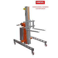 Aluminiowy podnośnik do materiałów o nośności do 250kg, wys. podnoszenia max. 3,10m, podnoszenie elektryczne