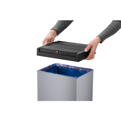 Kosz na śmieci, odpady Big-Box Swing L - Srebrny 35L