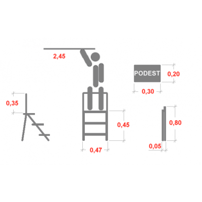 Schodki składane 2 st. Monto Toppy (wys. rob. 2,45m)