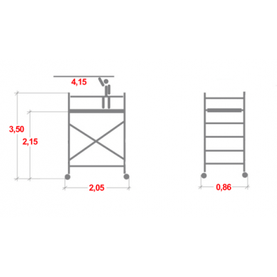 Rusztowanie aluminiowe Drabex RA-1120 R-R (0,65x2,05m) wys. rob. 4,15m