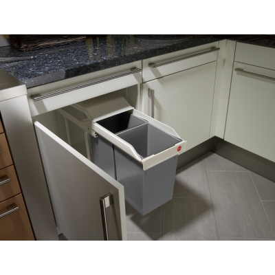 Kosz na śmieci, odpady, do kuchni HAILO Multi-Box duo L - Biały 2x14L