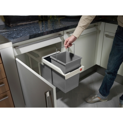 Kosz na śmieci, odpady, do kuchni HAILO Multi-Box duo L - Biały 2x14L