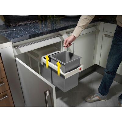 Kosz na śmieci, odpady, do kuchni HAILO Multi-Box duo L - Biały 2x14L