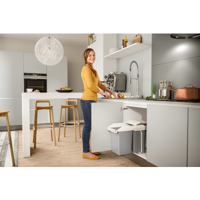 Kosz na śmieci, odpady, do kuchni HAILO Multi-Box duo L - Biały 2x14L
