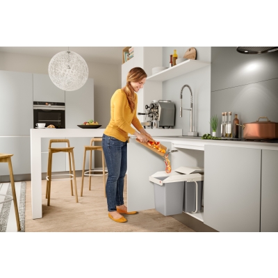 Kosz na śmieci, odpady, do kuchni HAILO Multi-Box duo L - Biały 2x14L