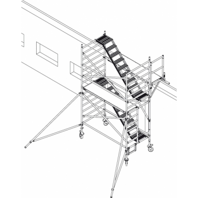 Rusztowanie aluminiowe Altrex 5300 (1,35x2,45m) wys. rob. 14,20m pomost Fiber-deck®