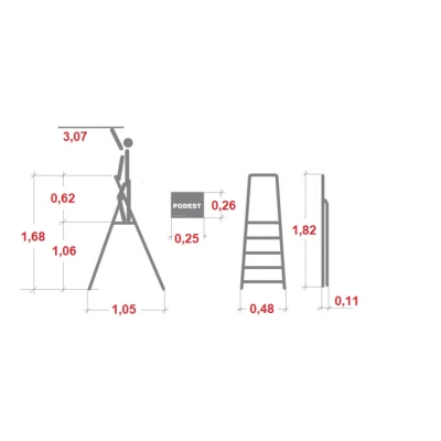 Drabina jednostronna aluminiowa Selekta by HAILO L40 BasicLine 5 stopni (wys. rob. 3,07m)