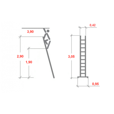 Drabina przystawna Krause 1x10 szczebli (wys. rob. 3,90m)