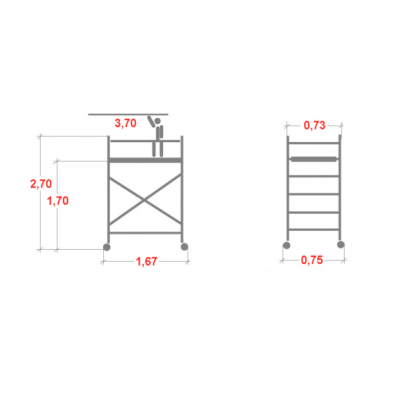 Rusztowanie aluminiowe jezdne Faraone Compact XS (0,75x1,60m) wys. rob. 3,70m