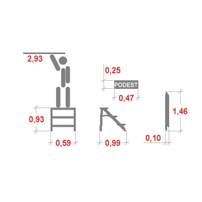 Schodki  Drabex TP 8100 4 st. (wys. rob. 2,93m)