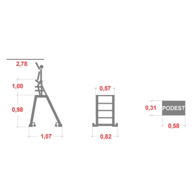 Schodki Faraone CM 4 st. (wys. rob. 2,78m) z poręczą