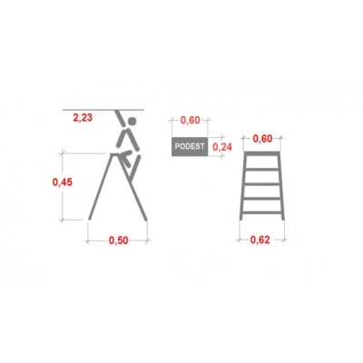 Drabina Faraone NDL 2x2 stopni (wys. rob. 2,23m)