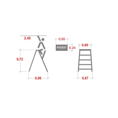 Drabina Faraone NDL 2x3 stopni (wys. rob. 2,45m)