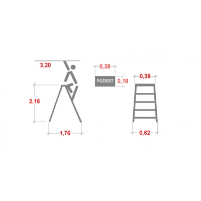 Drabina Faraone ND 2x10 stopni (wys. rob. 3,20m)