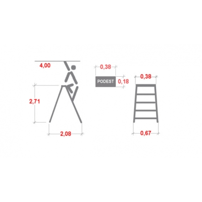 Drabina Faraone ND 2x12 stopni (wys. rob. 4,00m)