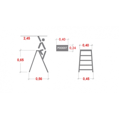 Drabina Faraone ND 2x3 stopni (wys. rob. 2,45m)