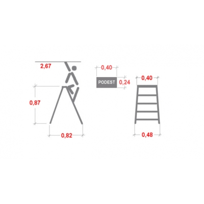 Drabina Faraone ND 2x4 stopni (wys. rob. 2,67m)