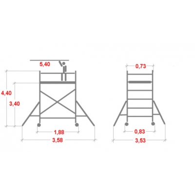 Rusztowanie aluminiowe jezdne Faraone Top System (0,75x1,80m) wys. rob. 5,40m