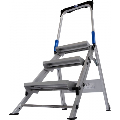 Schodki aluminiowe składane Krause Stabilo z poręczą 3 st. (wys. rob. 2,65m)