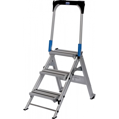 Schodki aluminiowe składane Krause Stabilo z poręczą 3 st. (wys. rob. 2,65m)