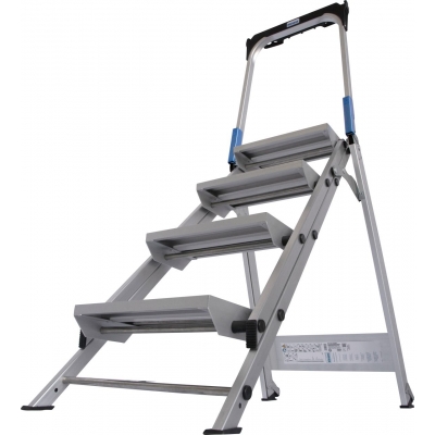 Schodki aluminiowe składane Krause Stabilo z poręczą 4 st. (wys. rob. 2,90m)