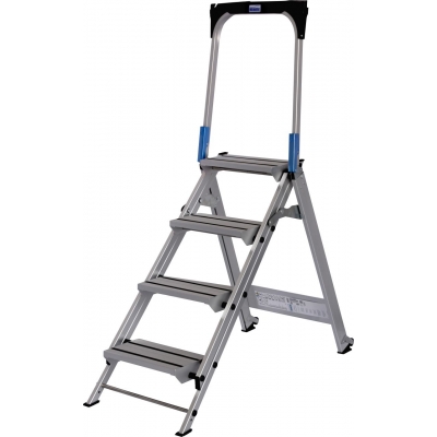 Schodki aluminiowe składane Krause Stabilo z poręczą 4 st. (wys. rob. 2,90m)