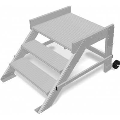 Schodki Krause 3 st. z pomostem i rolkami szer. 0,60m nach. 45° (wys. rob. 2,60m)
