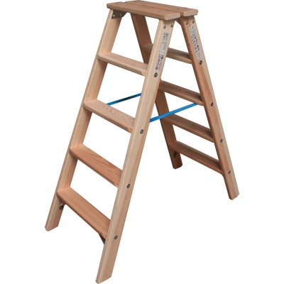 Drabina drewniana dwustronna Krause ze stopniami 2x5 (wys. rob. 2,65 m)
