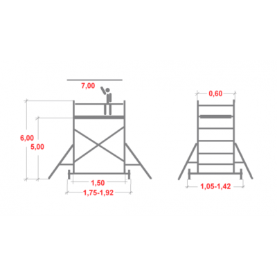 Rusztowanie aluminiowe Krause ClimTec (0,65x1,50m) wys. rob. 7,00m