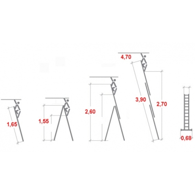Drabina aluminiowa Krause Corda TR 3x6 z funkcją ust. na schodach (wys. rob. 4,55m)