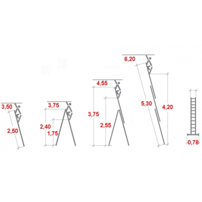 Drabina aluminiowa Krause Corda TR 3x9 z funkcją ust. na schodach (wys. rob. 6,20m)