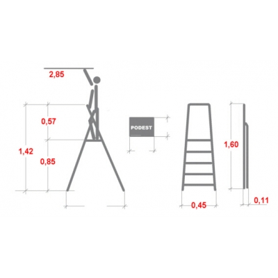 Drabina Krause Safety 4 st. (wys. rob. 2,85m)