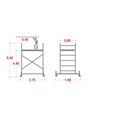 Rusztowanie aluminiowe Krause Stabilo 100 (0,75x2,50m) wys. rob. 6,50m