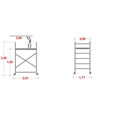 Rusztowanie aluminiowe Krause Stabilo 10 (0,75x2,50m) wys. rob. 3,00m