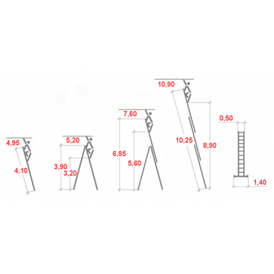 Drabina aluminiowa Krause Stabilo 3x14 szcz. wielofunkcyjna (wys. rob. 10,90m)