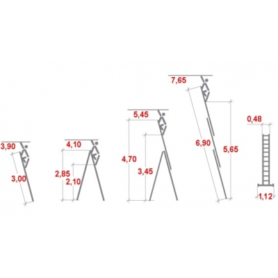 Drabina aluminiowa Krause Tribilo 3x10 szczebli wielofunkcyjna (wys. rob. 7,65m)