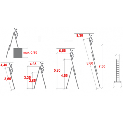 Drabina aluminiowa Krause Tribilo 3x12 szczebli z funkcją na schody (wys. rob. 9,30m)