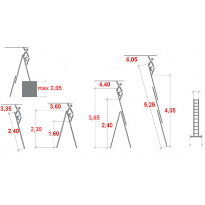 Drabina aluminiowa Krause Tribilo 3x8 szczebli z funkcją na schody (wys. rob. 6,05m)