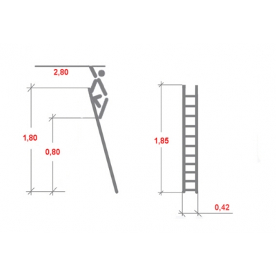 Drabina przystawna Krause 1x6 szczebli (wys. rob. 2,80m)
