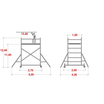 Rusztowanie aluminiowe Krause Stabilo 50 (1,50x2,50m) wys. rob. 13,40m