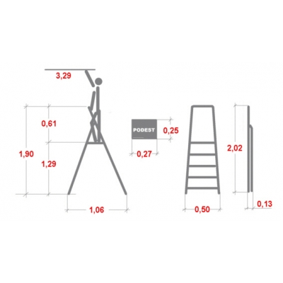 Drabina Drabex typ 1100 - 6 st. (wys. rob. 3,29m)