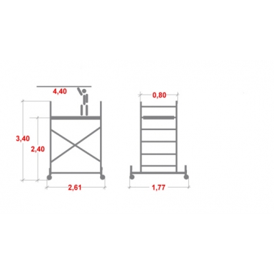 Rusztowanie aluminiowe Krause Stabilo 10 (0,75x2,50m) wys. rob. 4,40m