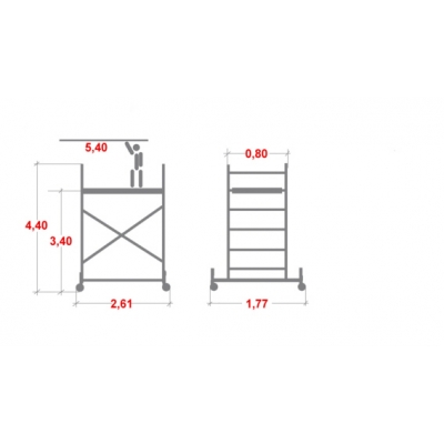 Rusztowanie aluminiowe Krause Stabilo 10 (0,75x2,50m) wys. rob. 5,40m