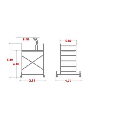 Rusztowanie aluminiowe Krause Stabilo 10 (0,75x2,50m) wys. rob. 6,40m