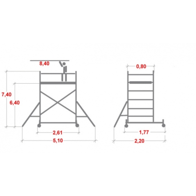 Rusztowanie aluminiowe Krause Stabilo 10 (0,75x2,50m) wys. rob. 8,40m